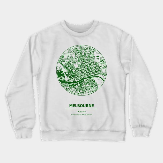 Melbourne city map coordinates Crewneck Sweatshirt by SerenityByAlex